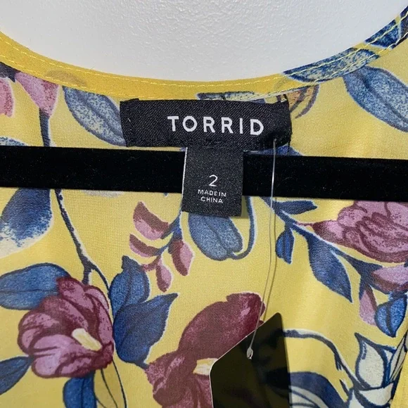 Torrid Yellow Floral Prints Chiffon Maxi Duster Kimono - Picture 8 of 10